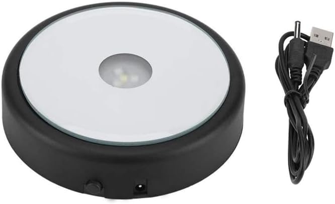 PHOSOK LED Multimodal Multicolor Light Base balckLighted Stand for Crystal Art Display Round Stand - Image 1